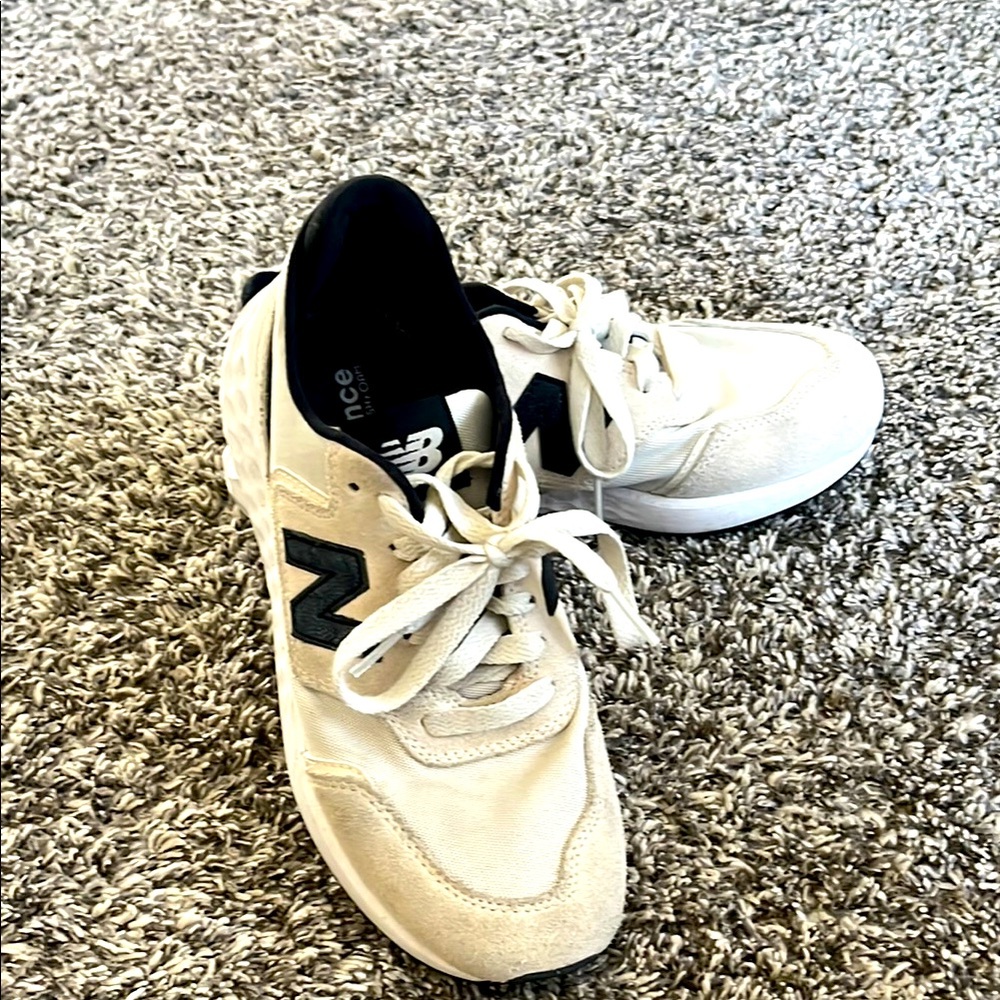 New Balance X 70 Cream and Black Sneakers